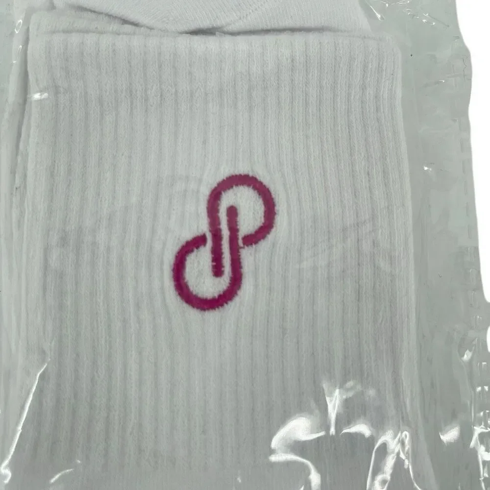 Poshmark White Unisex Adult Logo Embroidered Crew Length Socks One Size
